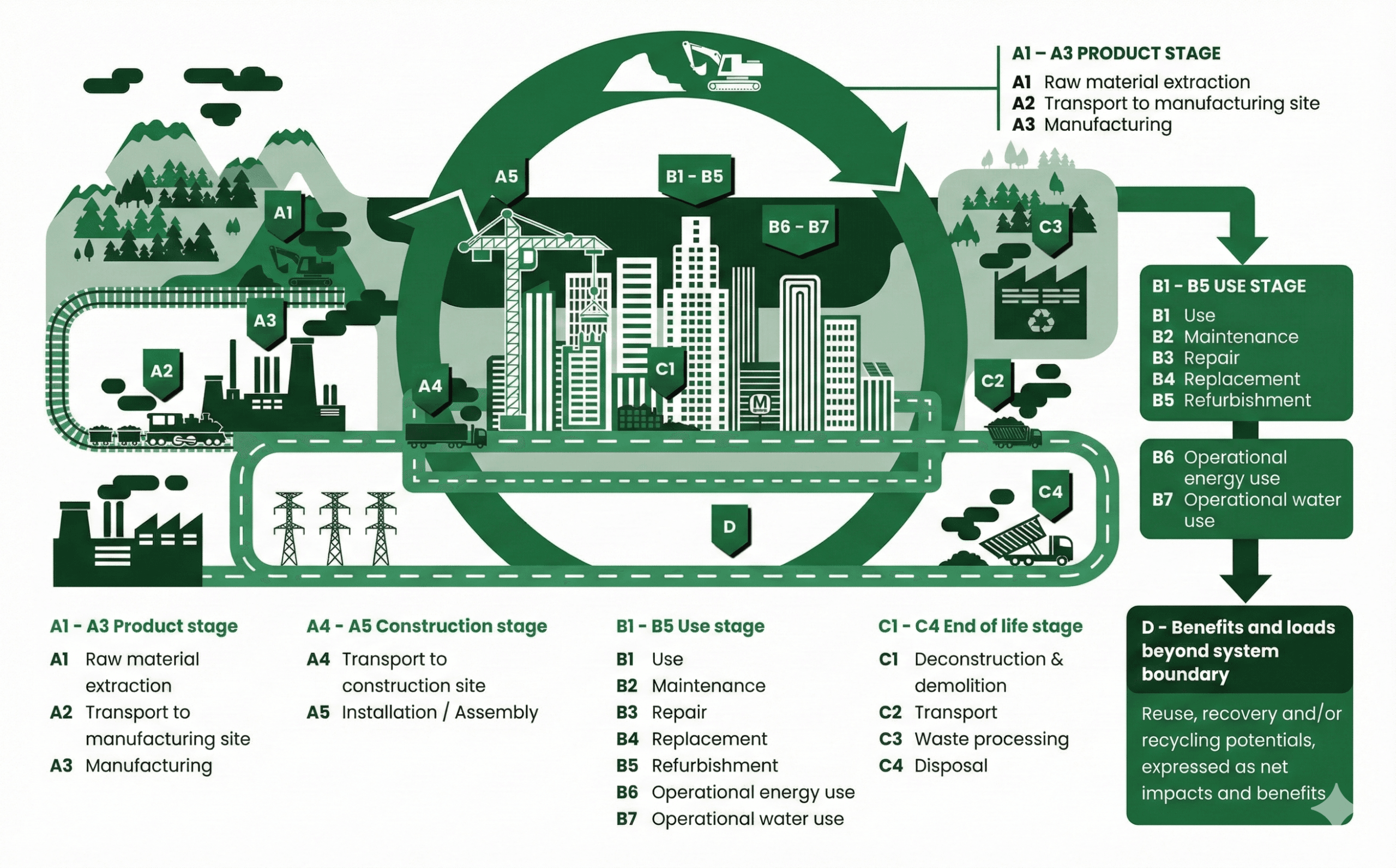 Life Cycle Stages of a Construction product for EPDs